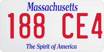 MA license plate 188CE4