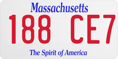 MA license plate 188CE7