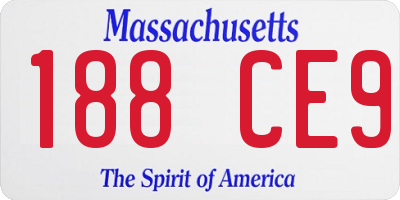 MA license plate 188CE9