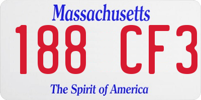 MA license plate 188CF3