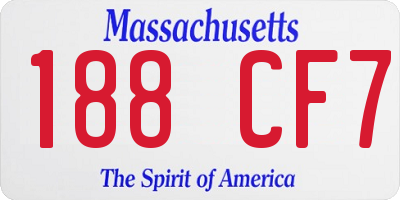 MA license plate 188CF7