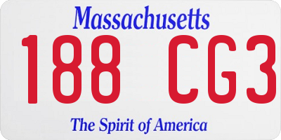 MA license plate 188CG3
