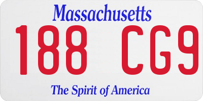 MA license plate 188CG9