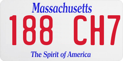 MA license plate 188CH7