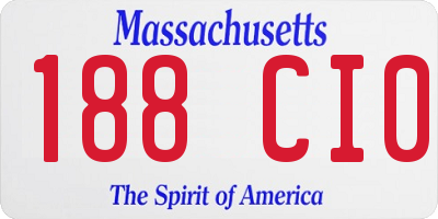 MA license plate 188CI0