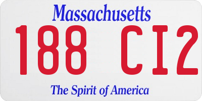 MA license plate 188CI2