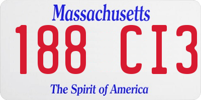 MA license plate 188CI3