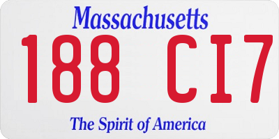 MA license plate 188CI7