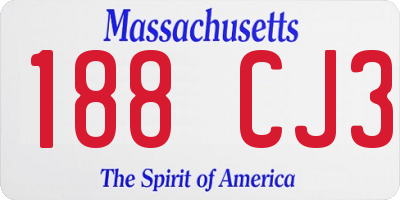 MA license plate 188CJ3