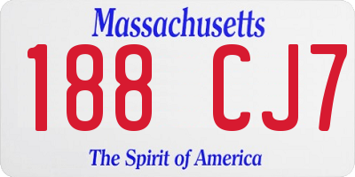 MA license plate 188CJ7