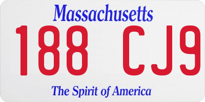 MA license plate 188CJ9