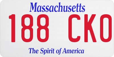 MA license plate 188CK0