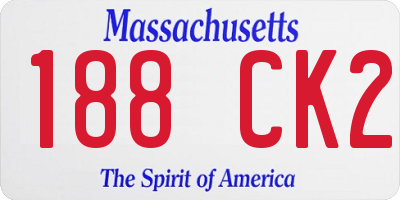 MA license plate 188CK2