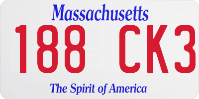 MA license plate 188CK3