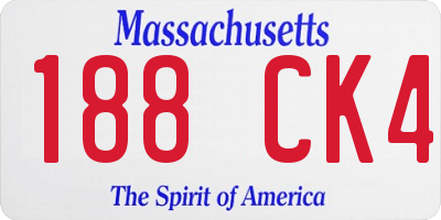 MA license plate 188CK4