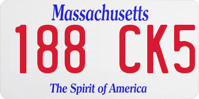 MA license plate 188CK5