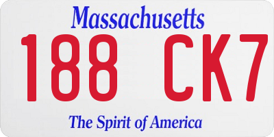 MA license plate 188CK7