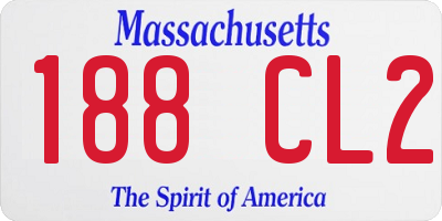 MA license plate 188CL2