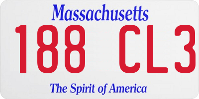 MA license plate 188CL3