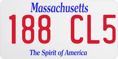 MA license plate 188CL5