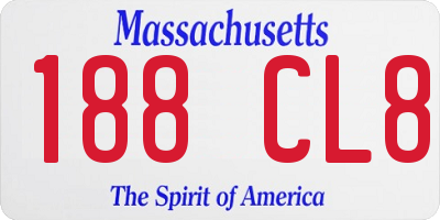 MA license plate 188CL8