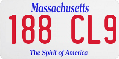 MA license plate 188CL9