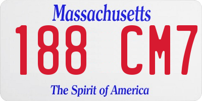MA license plate 188CM7