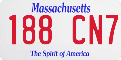MA license plate 188CN7