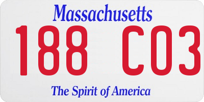 MA license plate 188CO3