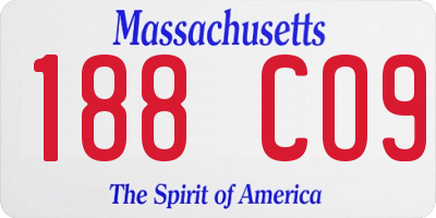 MA license plate 188CO9