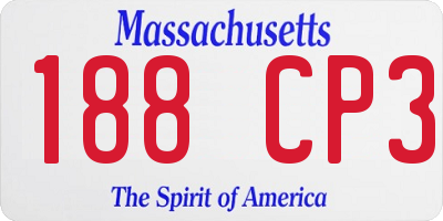 MA license plate 188CP3