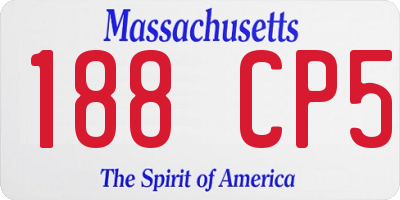MA license plate 188CP5
