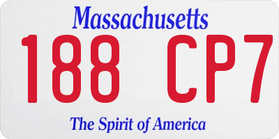 MA license plate 188CP7