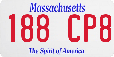 MA license plate 188CP8
