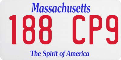 MA license plate 188CP9