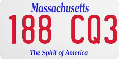 MA license plate 188CQ3