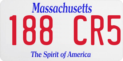 MA license plate 188CR5