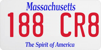 MA license plate 188CR8
