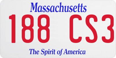 MA license plate 188CS3