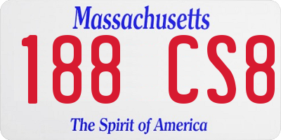 MA license plate 188CS8