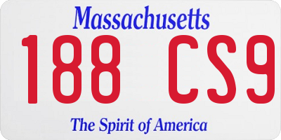 MA license plate 188CS9