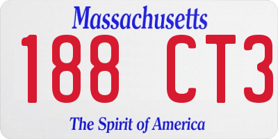 MA license plate 188CT3