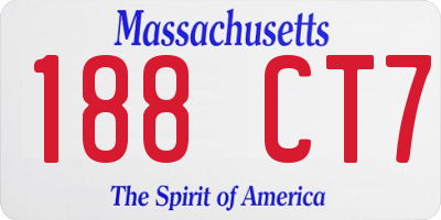 MA license plate 188CT7
