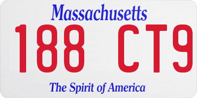 MA license plate 188CT9