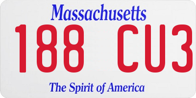 MA license plate 188CU3