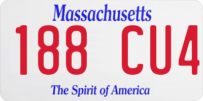 MA license plate 188CU4