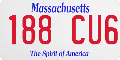 MA license plate 188CU6