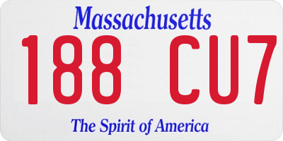 MA license plate 188CU7