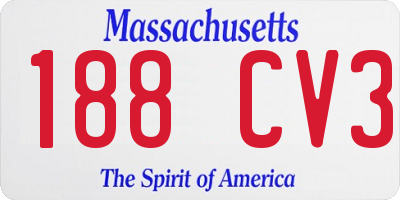 MA license plate 188CV3