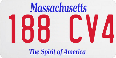MA license plate 188CV4